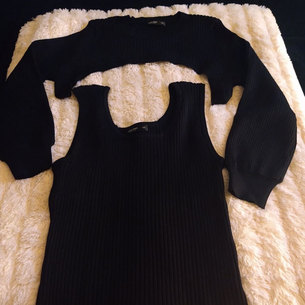 Rib knit crop top with shrug